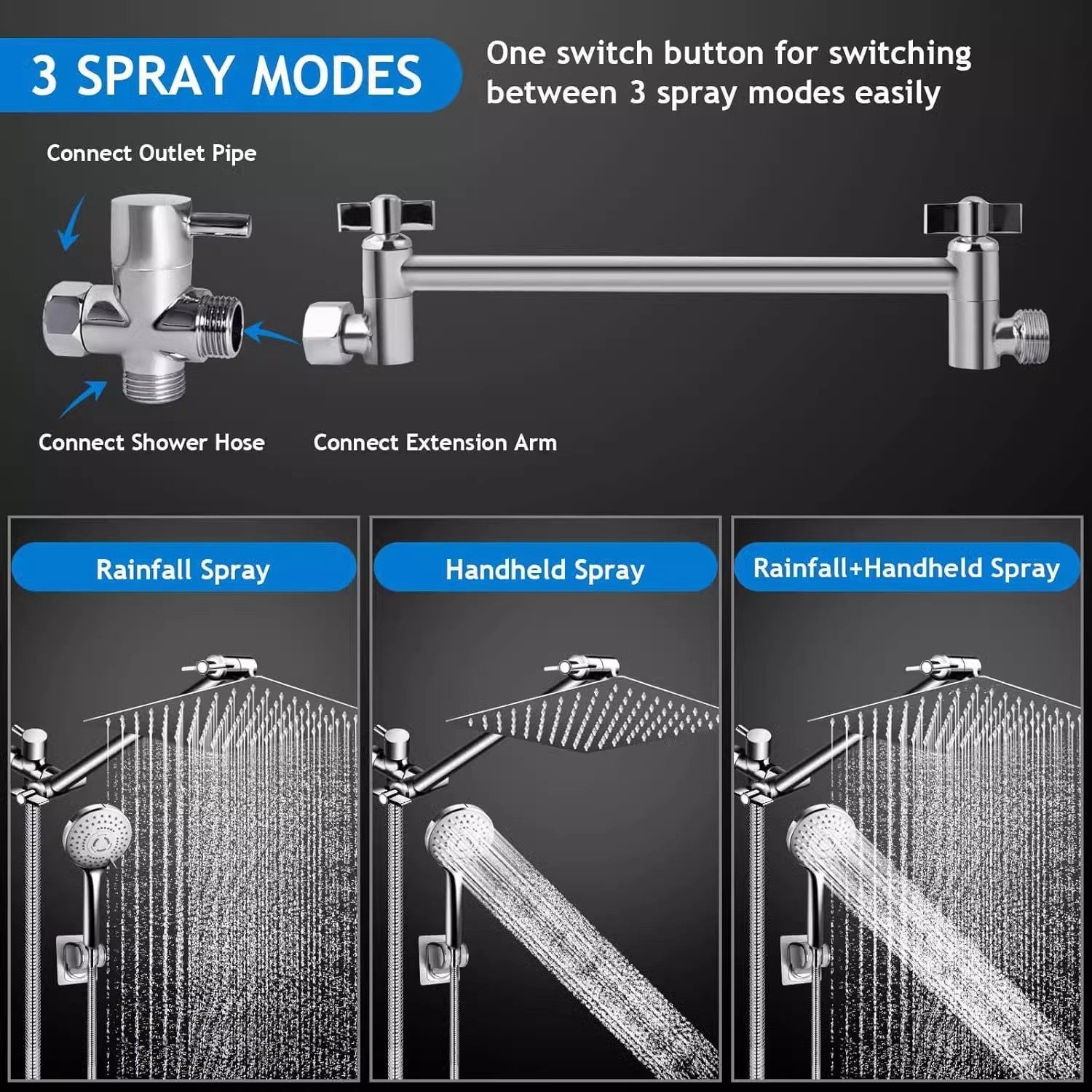 Spa Shower Head Black